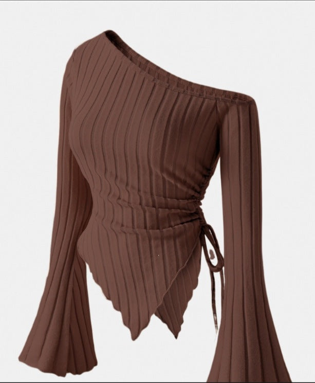 Off-Shoulder Bell Sleeve Knit Top