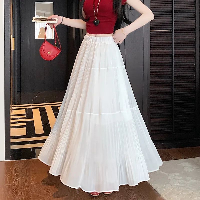Sequin Knit Midi Skirt in White