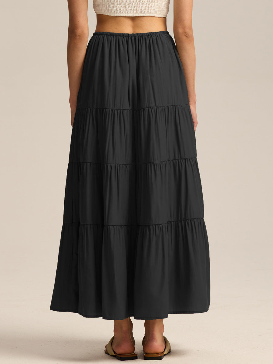 Tiered Cotton-Blend Maxi Skirt, view 4