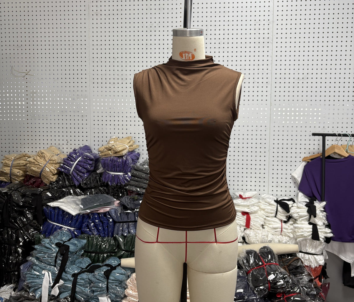 Pleated Mock Neck Tank Top, view 7