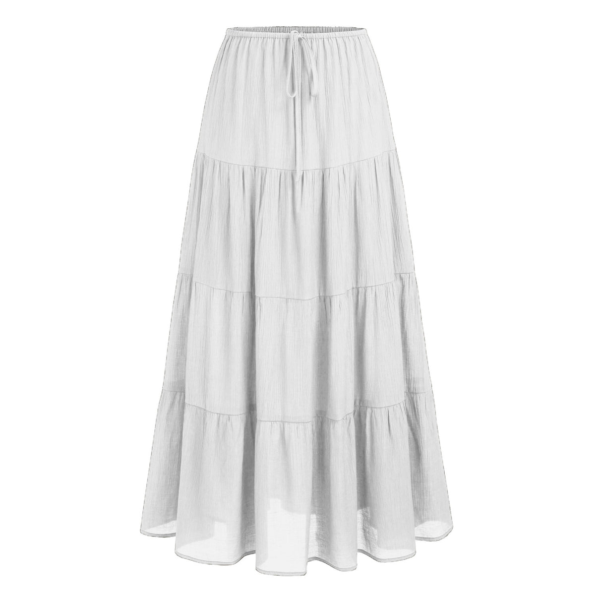 Tiered Cotton-Blend Maxi Skirt in White