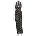 Lace Halter Maxi Dress in Black
