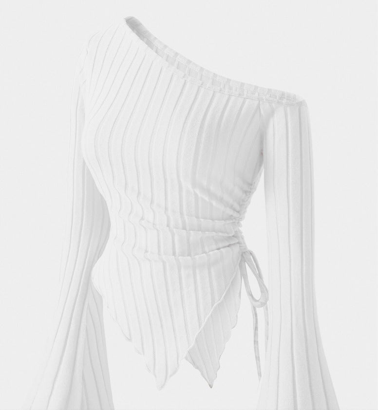 Off-Shoulder Bell Sleeve Knit Top