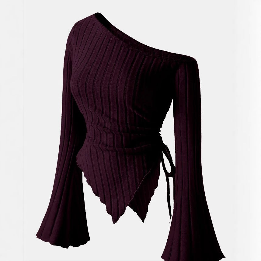 Off-Shoulder Bell Sleeve Knit Top