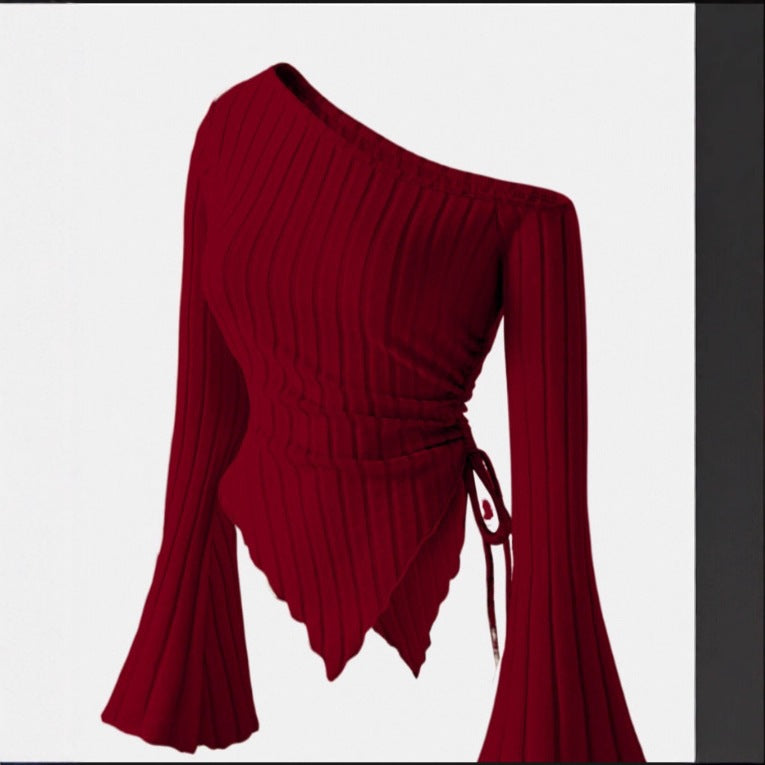 Off-Shoulder Bell Sleeve Knit Top