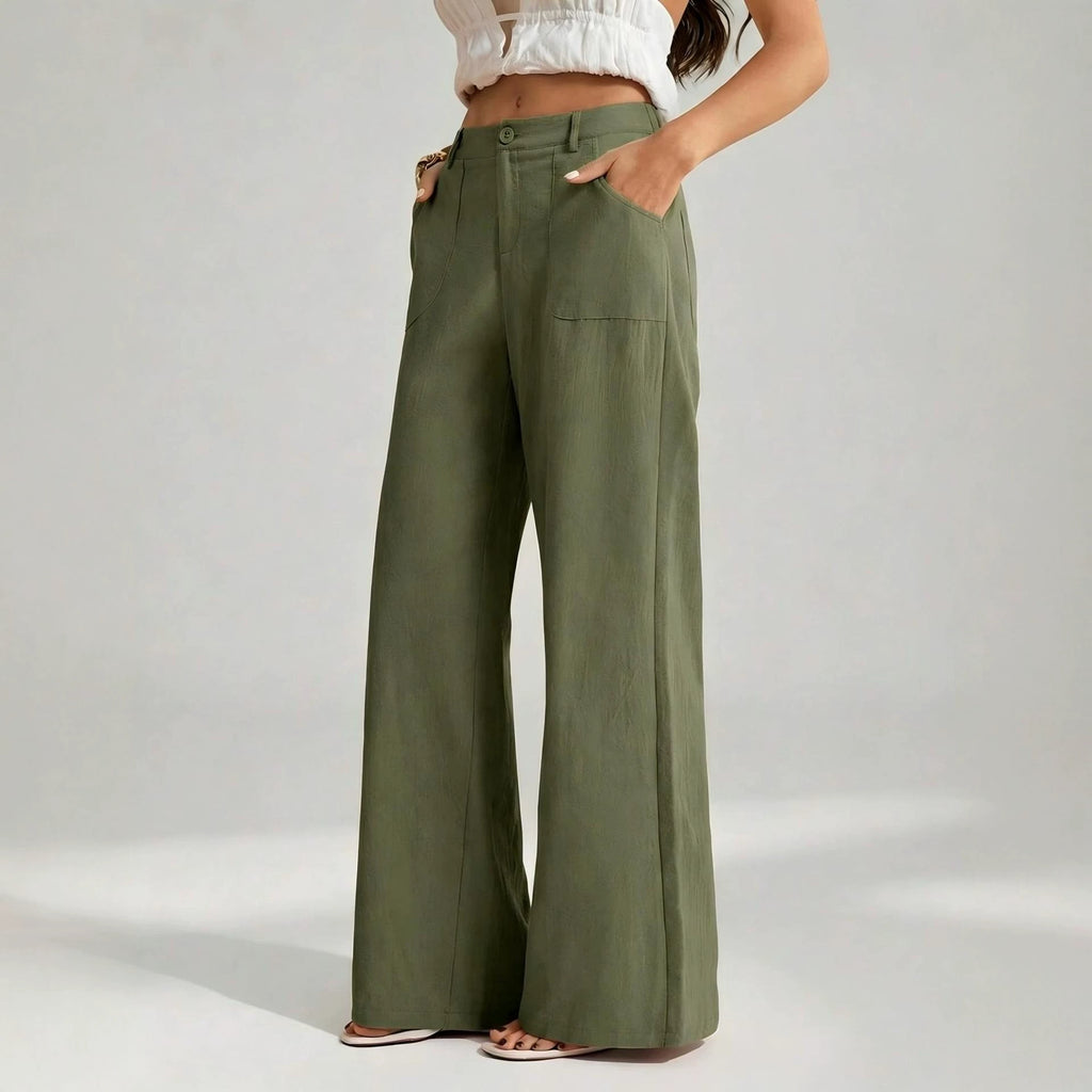 Linen-Blend Wide-Leg Pants, view 2