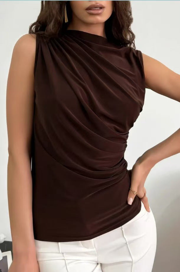 Pleated Mock Neck Tank Top, view 15