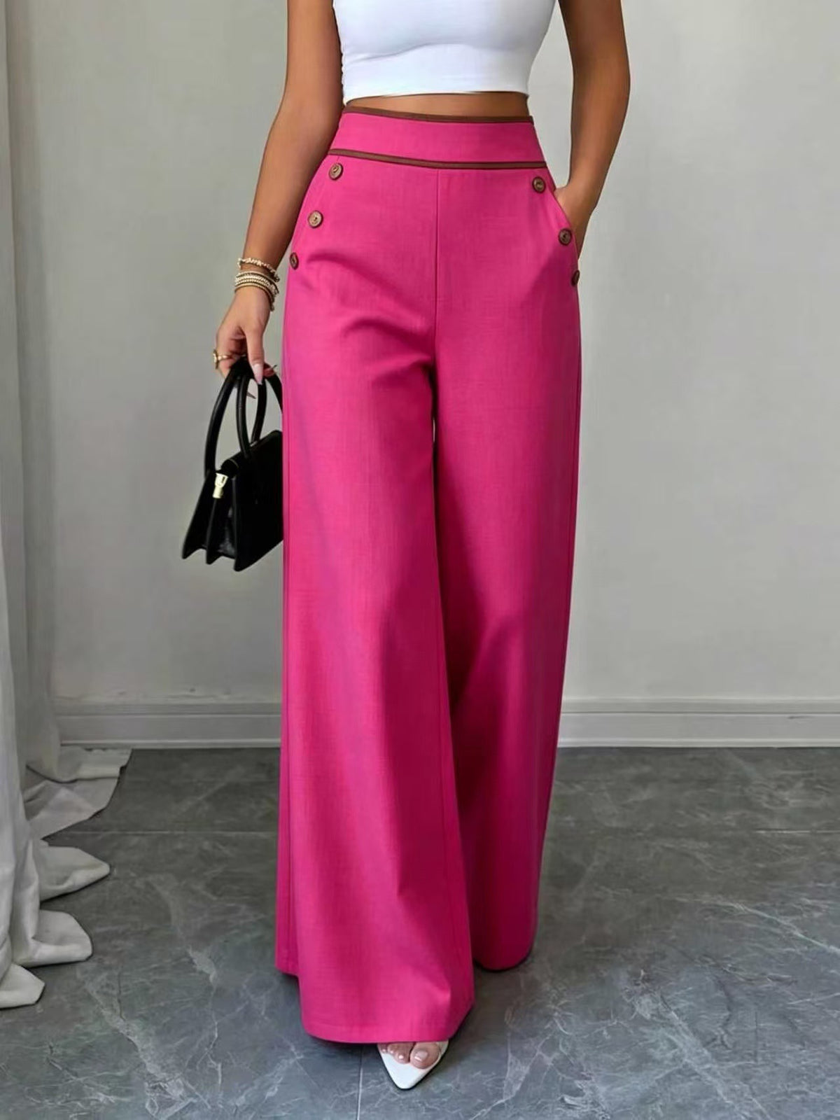 High-Waisted Wide-Leg Pants, view 4