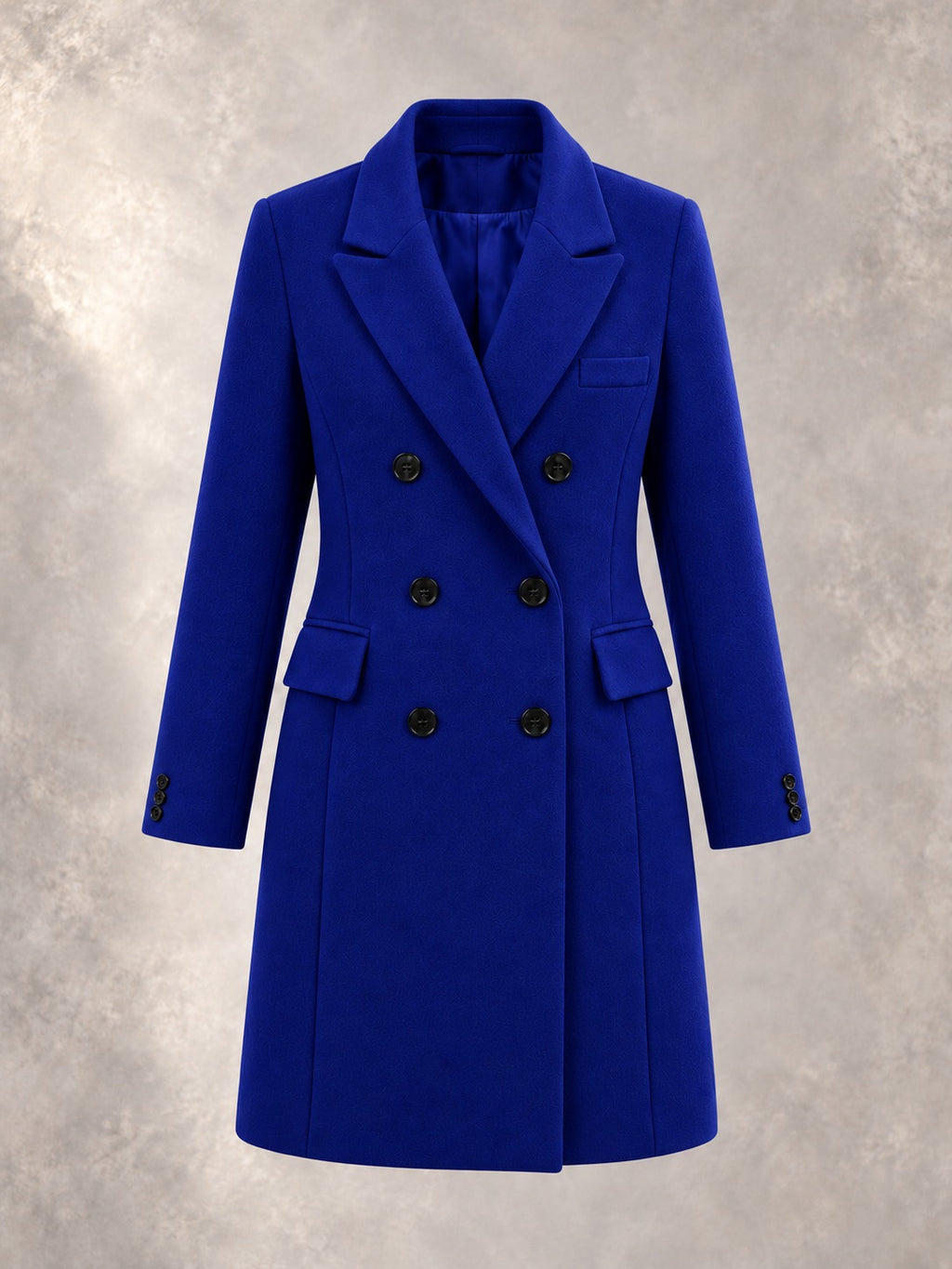Double-Breasted Winter Coat in Blue, product only