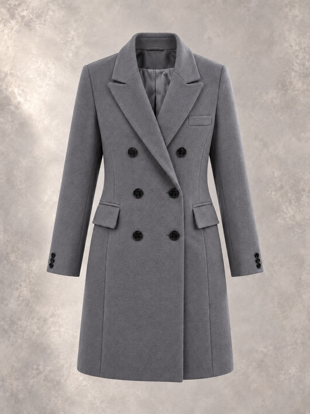 Double-Breasted Winter Coat in Grey, product only