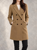 Double-Breasted Winter Coat in Khaki, front view