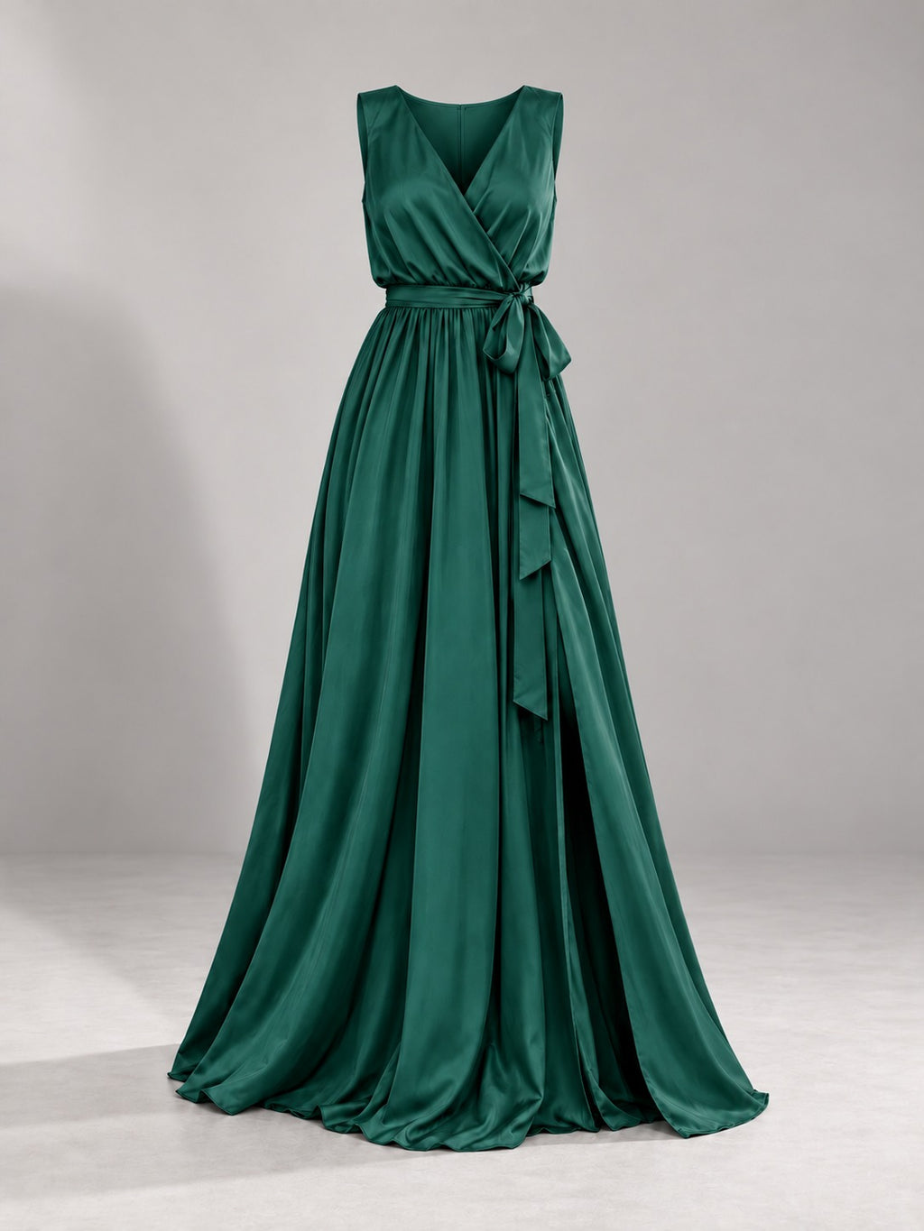 V-Neck Maxi Dress with Slit in Green, product only