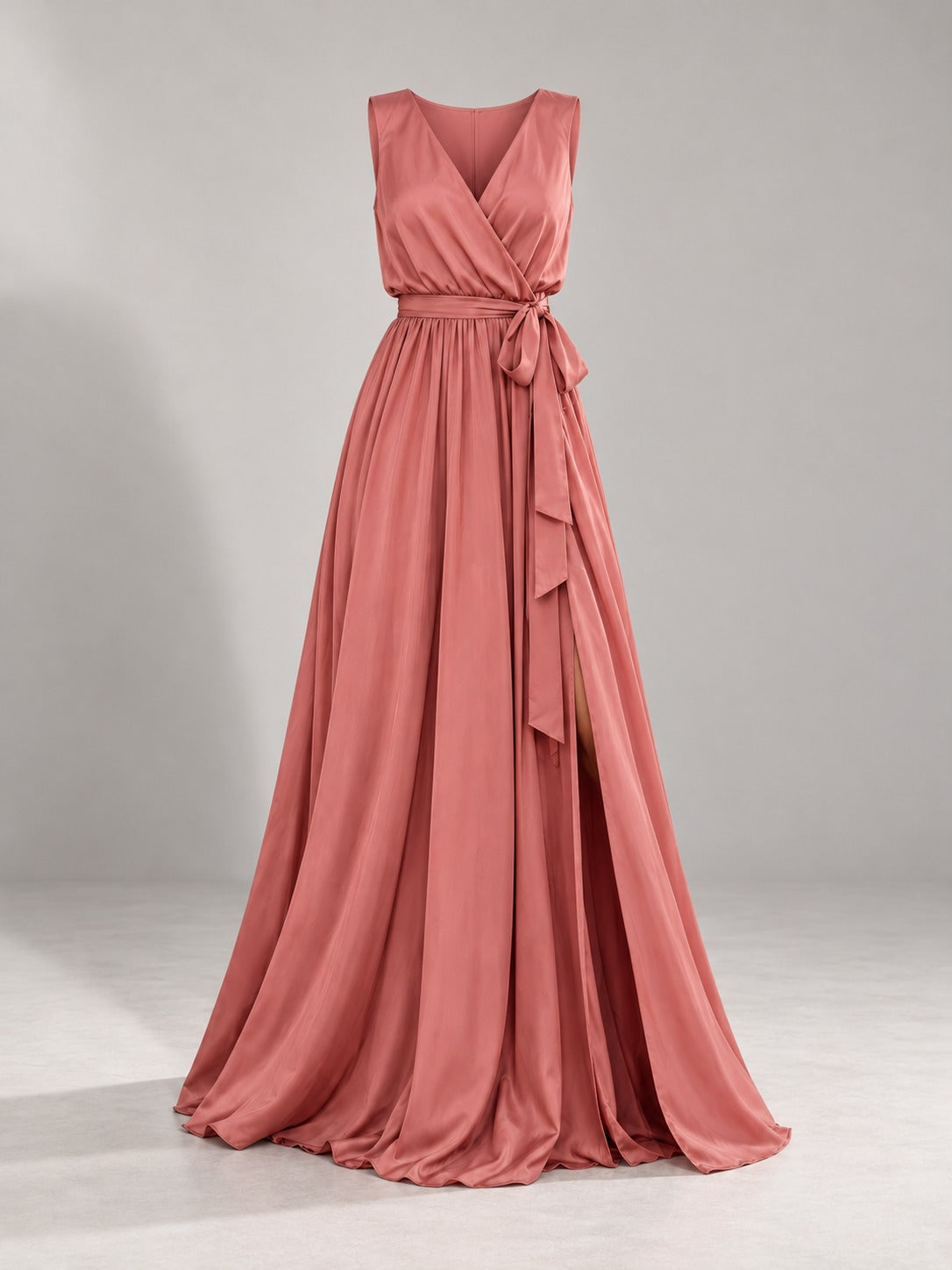 V-Neck Maxi Dress with Slit in Pink, product only