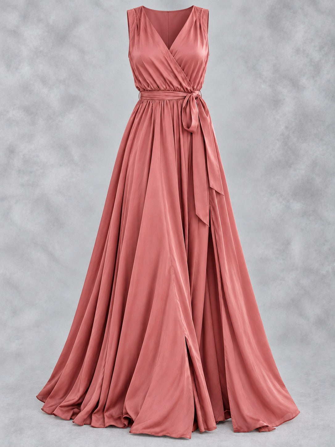 V-Neck Maxi Dress with Slit in Pink, product only