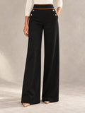 High-Waisted Wide-Leg Pants in Black, styled on model