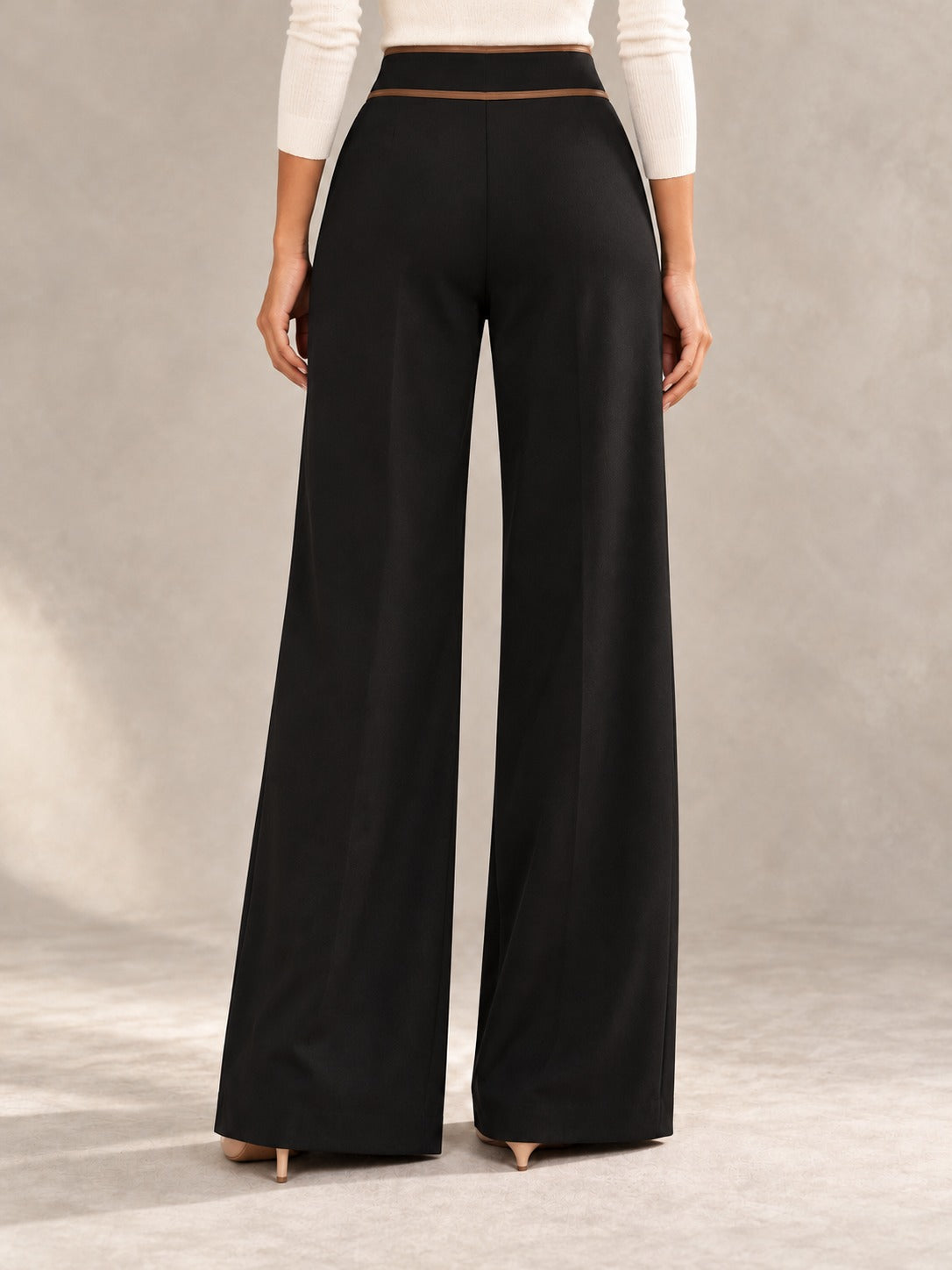High-Waisted Wide-Leg Pants in Black, back view