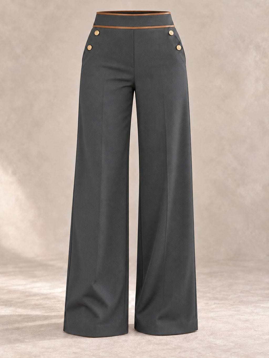 High-Waisted Wide-Leg Pants in Dark Gray, product only