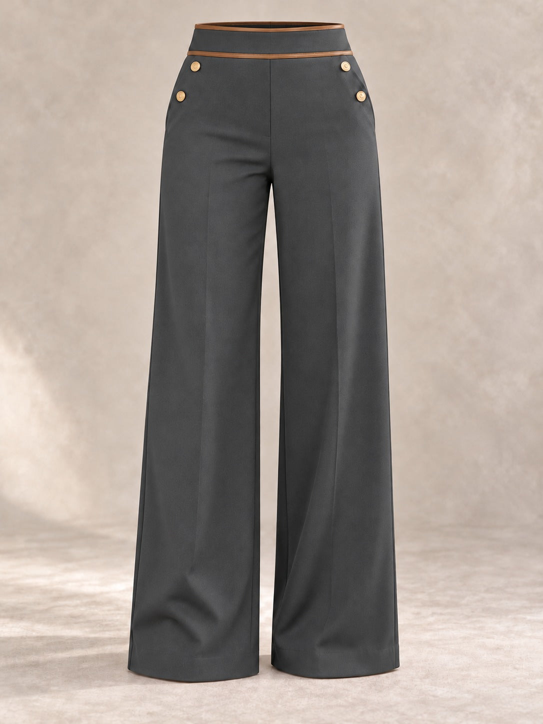 High-Waisted Wide-Leg Pants in Dark Gray, product only