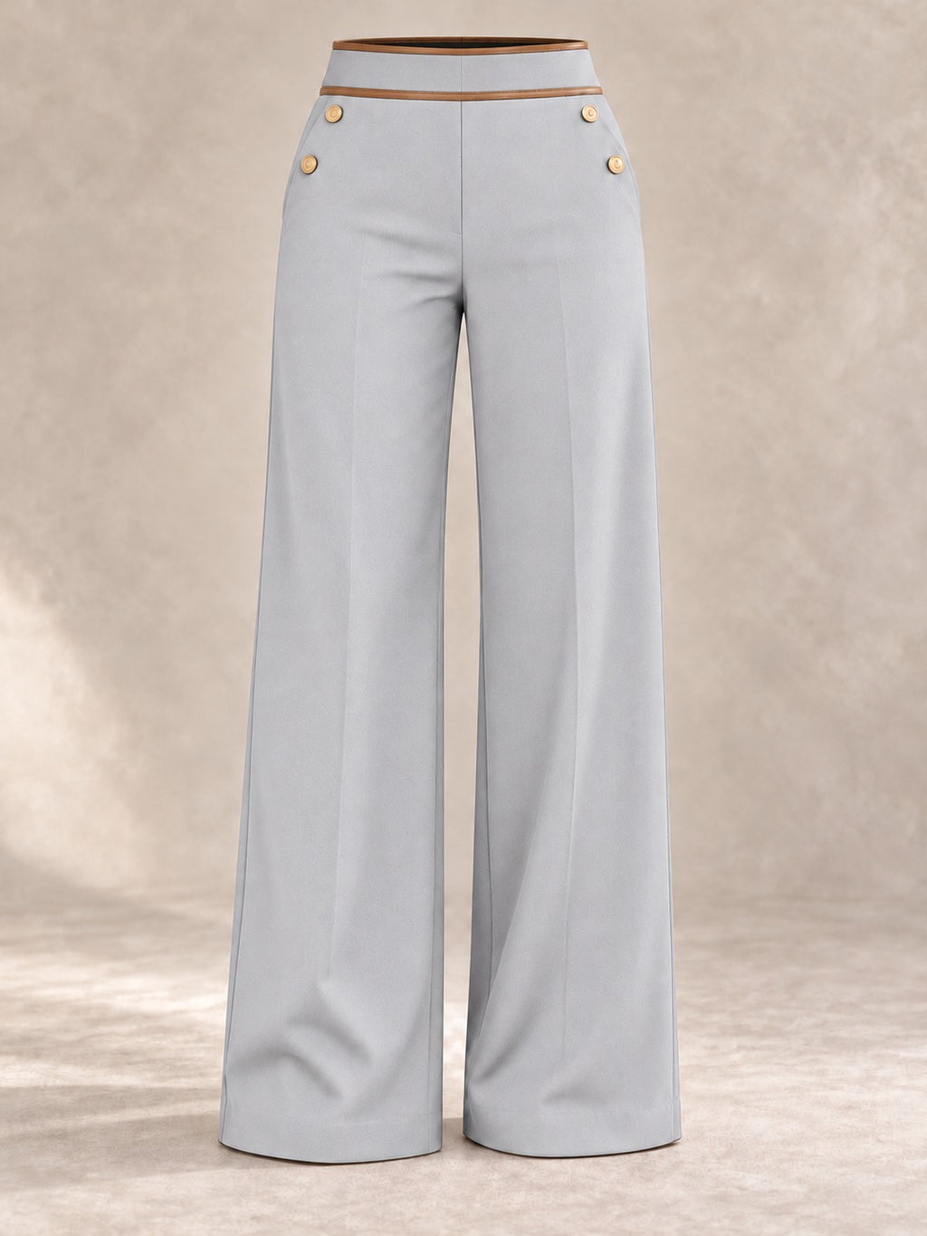High-Waisted Wide-Leg Pants in Light Gray, product only