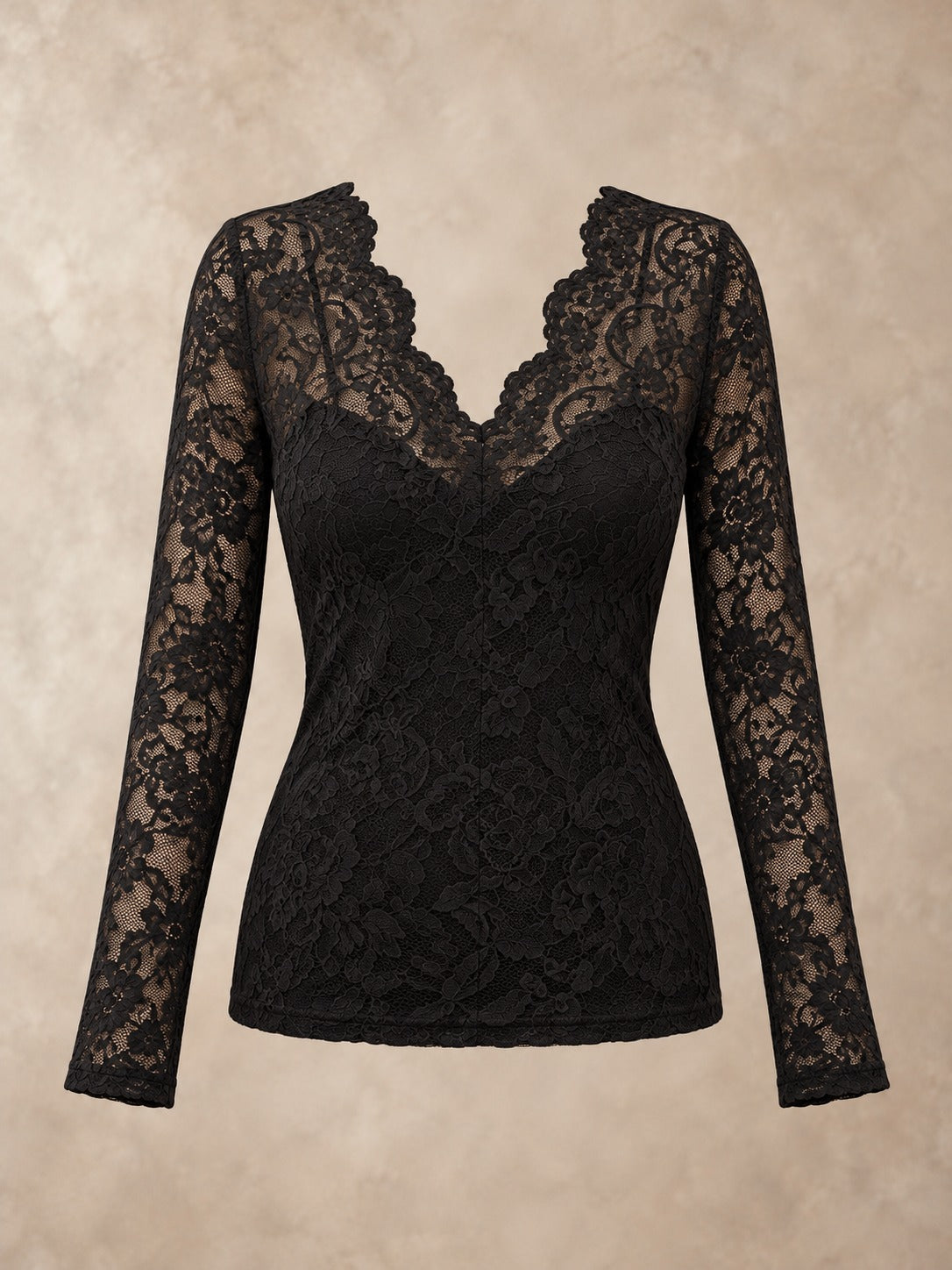 Floral Lace Blouse in Black, product only