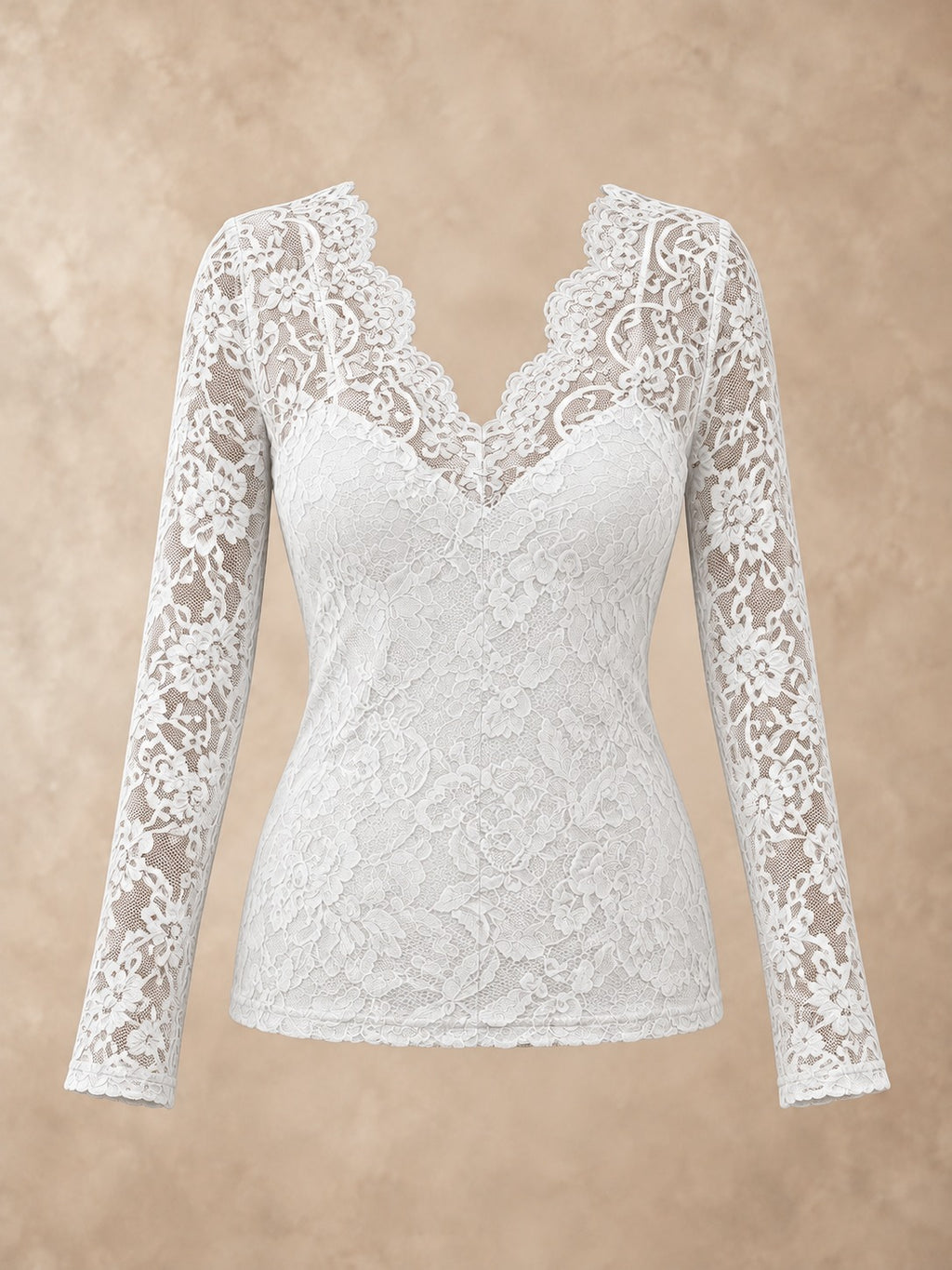 Floral Lace Blouse in White, product only