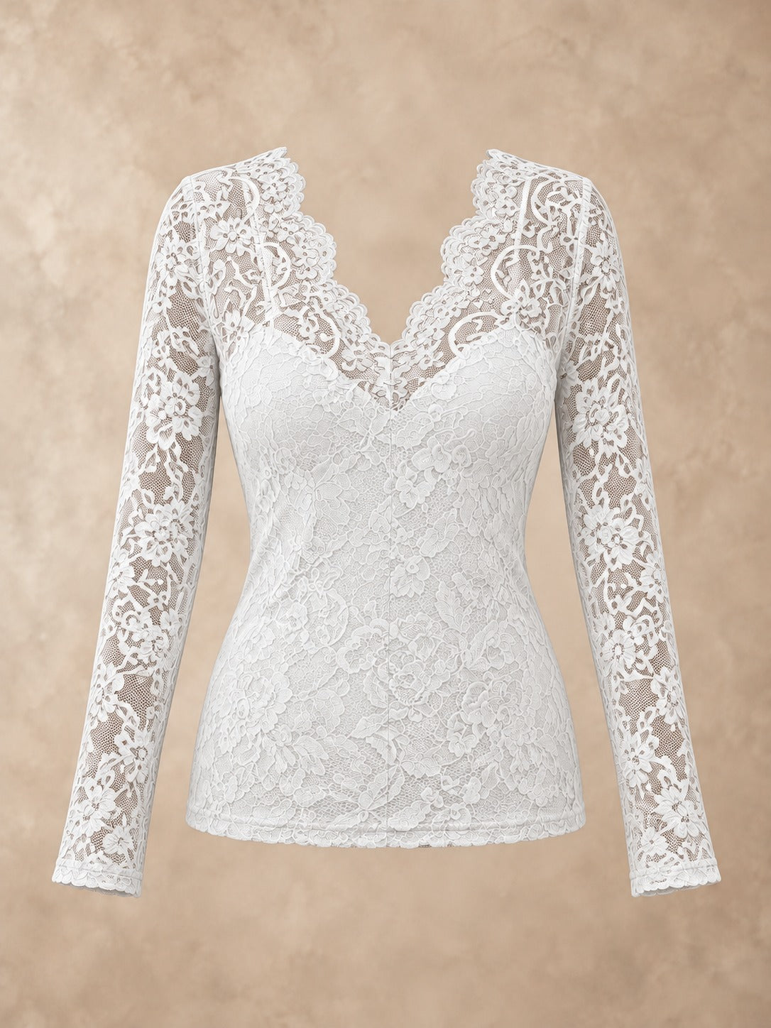 Floral Lace Blouse in White, product only