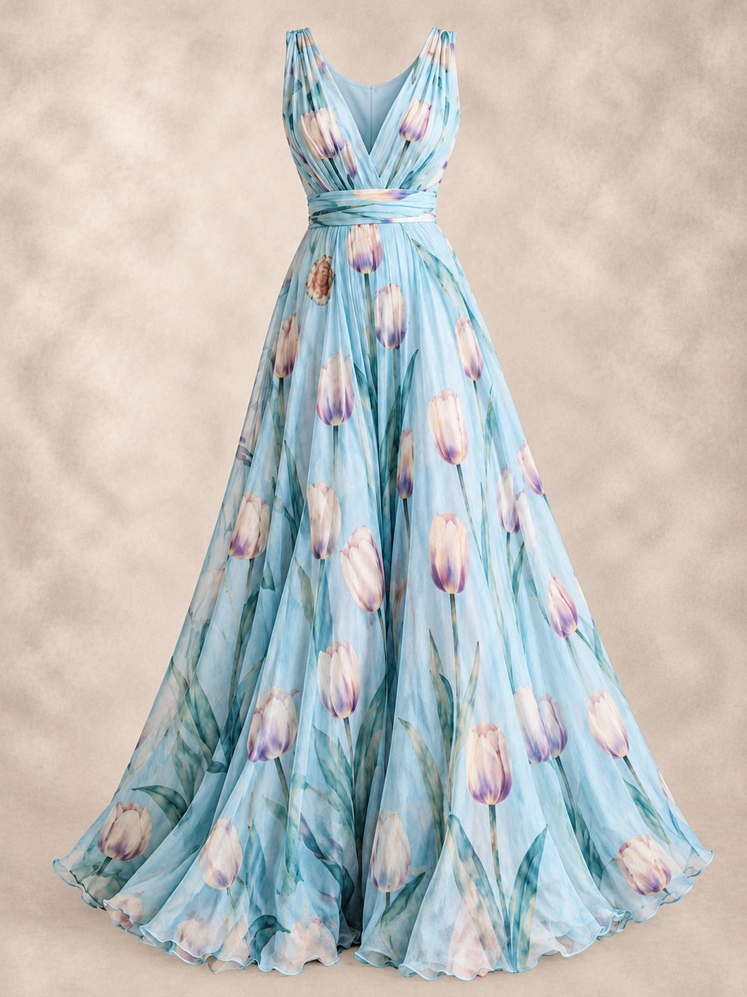 Floral Print Maxi Dress in Blue, product only