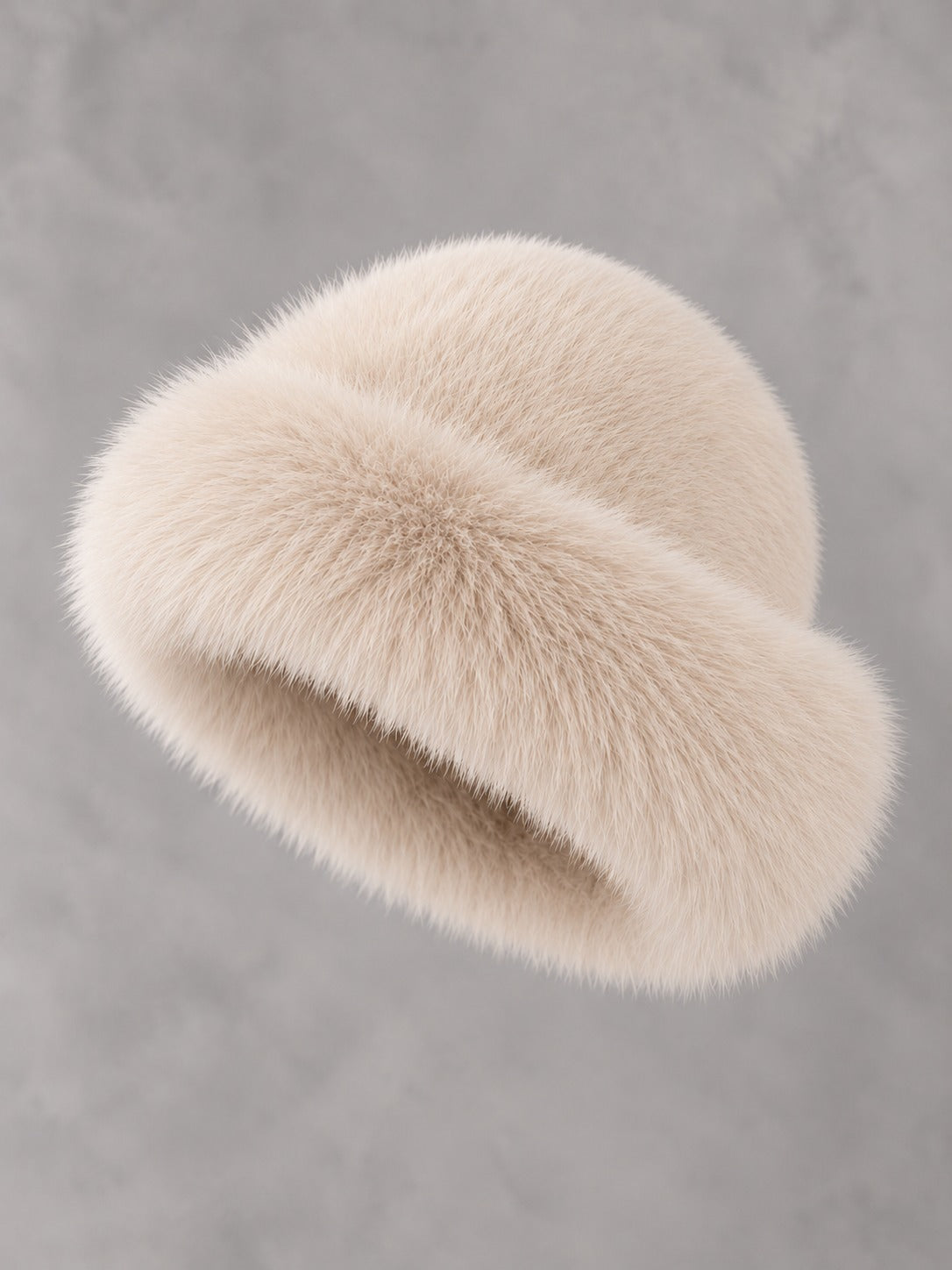 Faux Fur and Knit Bucket Hat in Beige (Faux Fur), product only