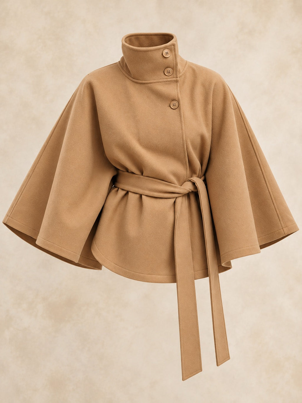 Belted Trench Coat with Cape in Khaki, product only