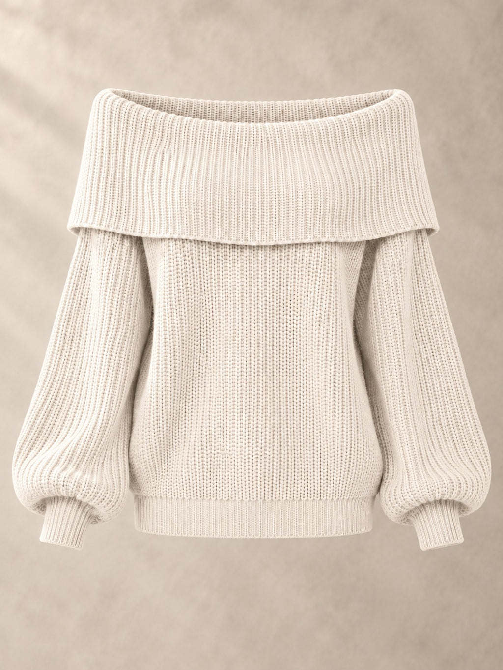 Off-the-Shoulder Knit Sweater in Apricot, product only