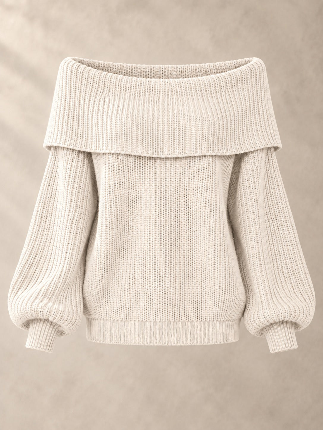 Off-the-Shoulder Knit Sweater in Apricot, product only