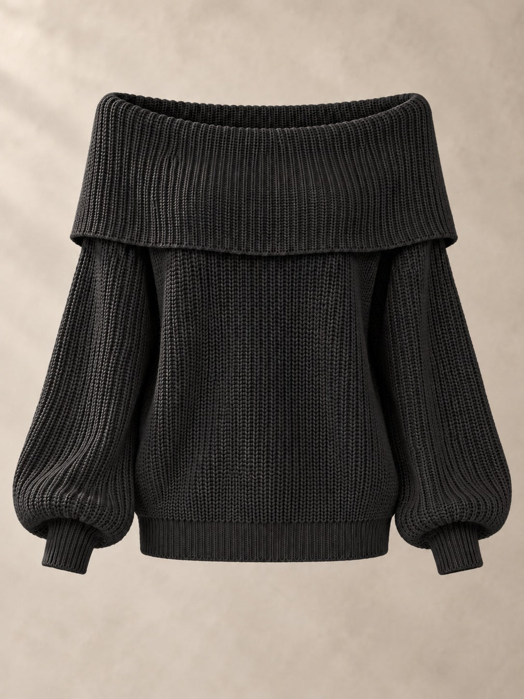 Off-the-Shoulder Knit Sweater in Black, product only