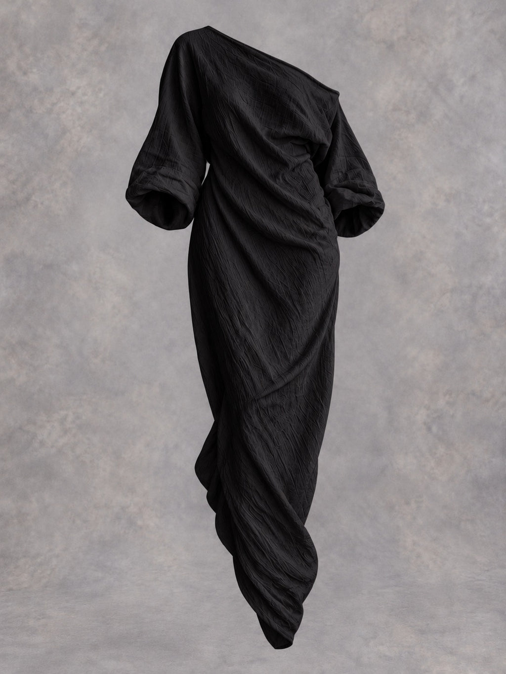 Off-Shoulder Stretch Maxi Dress in Black, product only