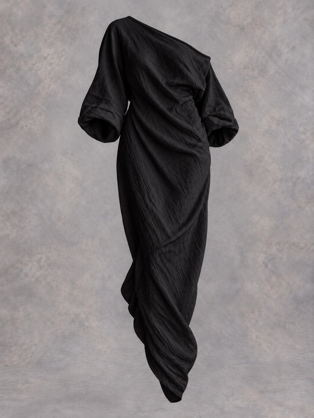 Off-Shoulder Stretch Maxi Dress in Black, product only