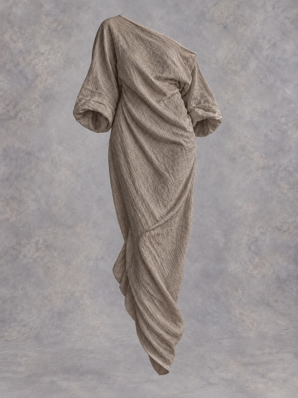 Off-Shoulder Stretch Maxi Dress in Khaki, product only