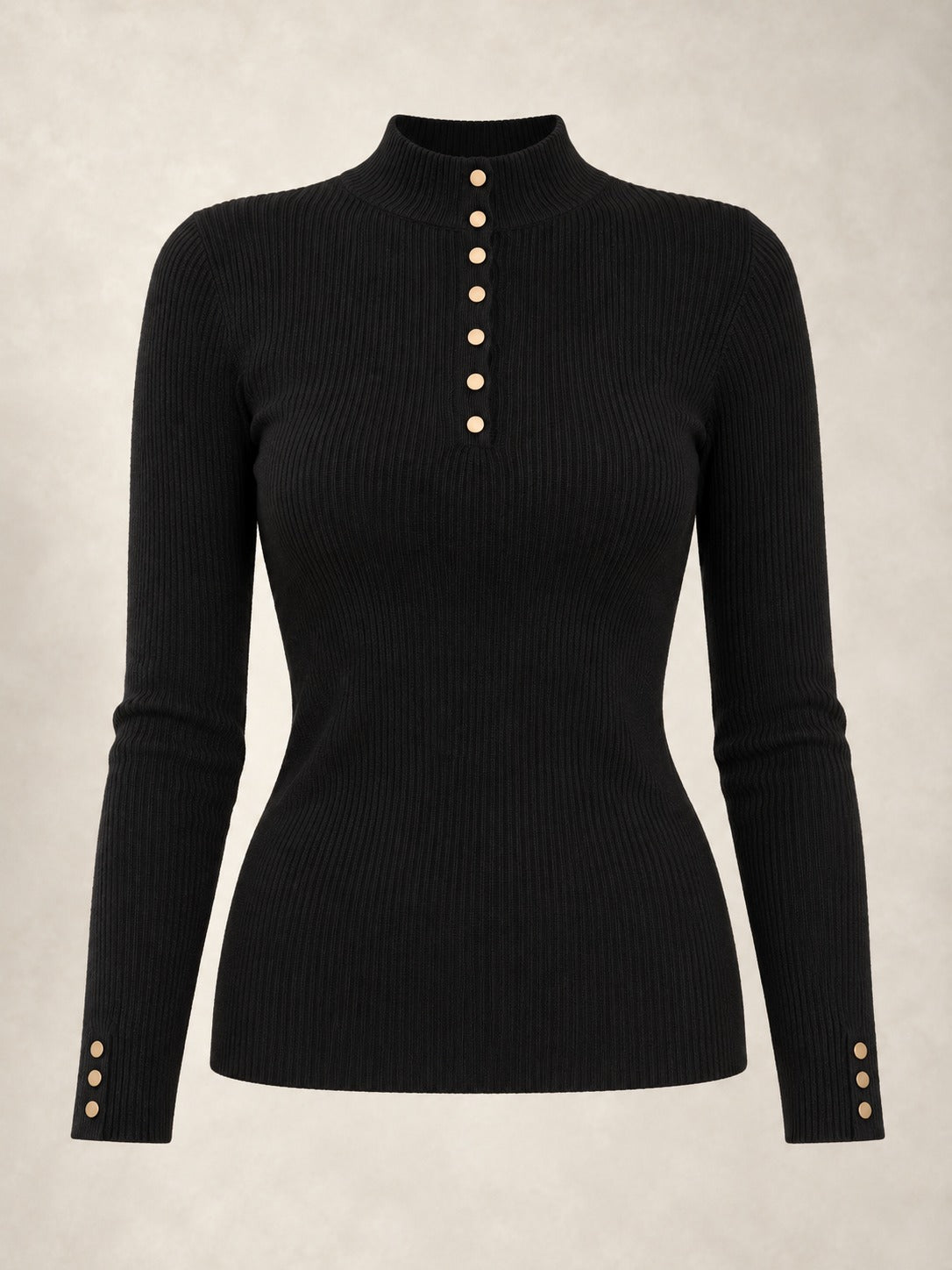Sleeveless Mock Neck Sweater in Black, product only