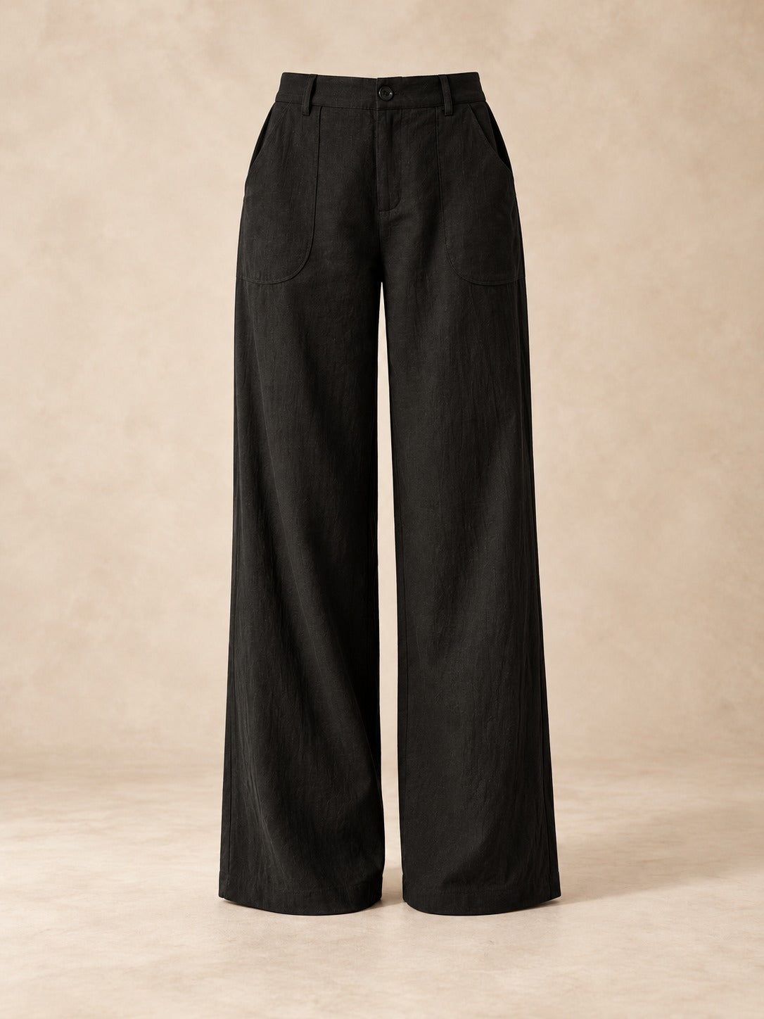 Linen-Blend Wide-Leg Pants in Black, product only