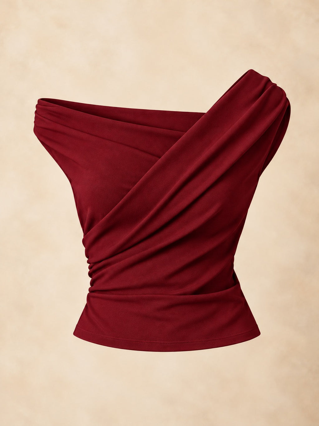 One-Shoulder Bodycon Top in Burgundy, product only