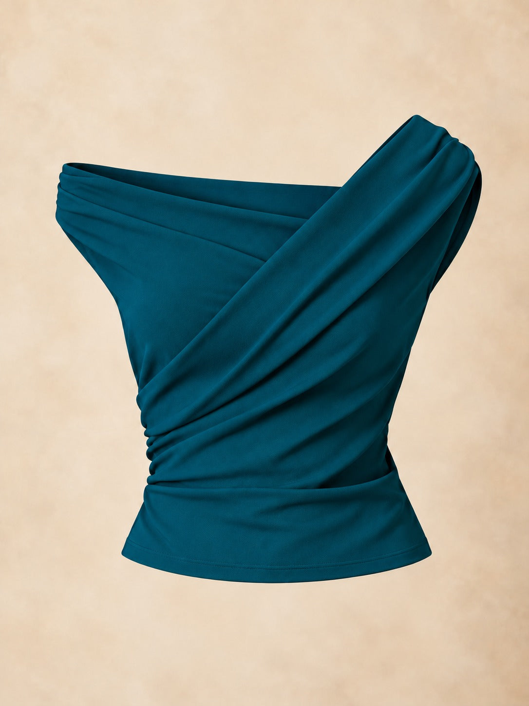 One-Shoulder Bodycon Top in Sea Blue, product only