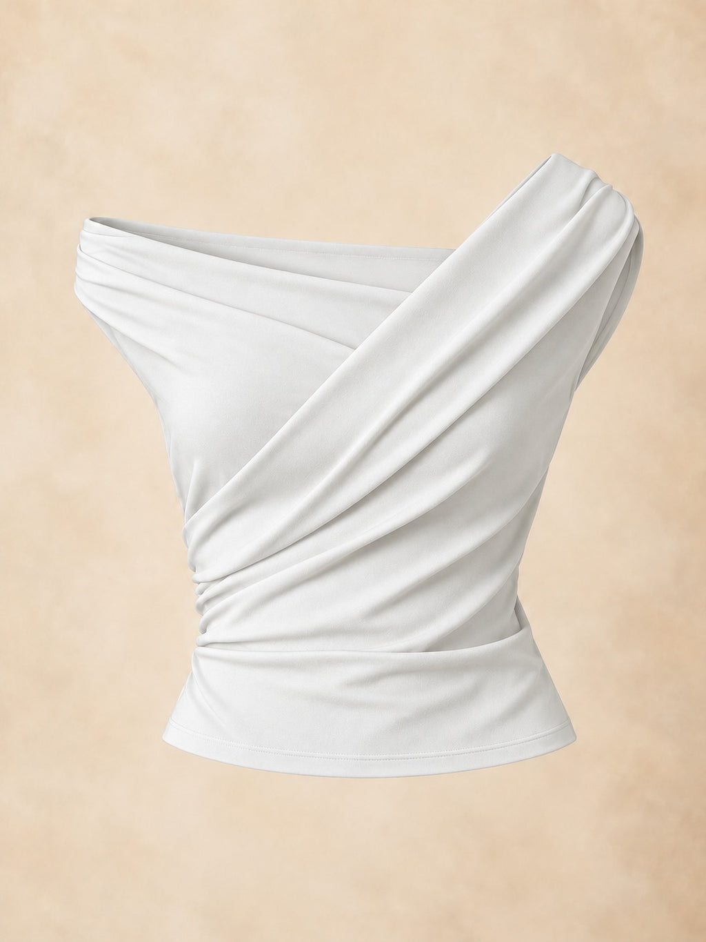 One-Shoulder Bodycon Top in White, product only