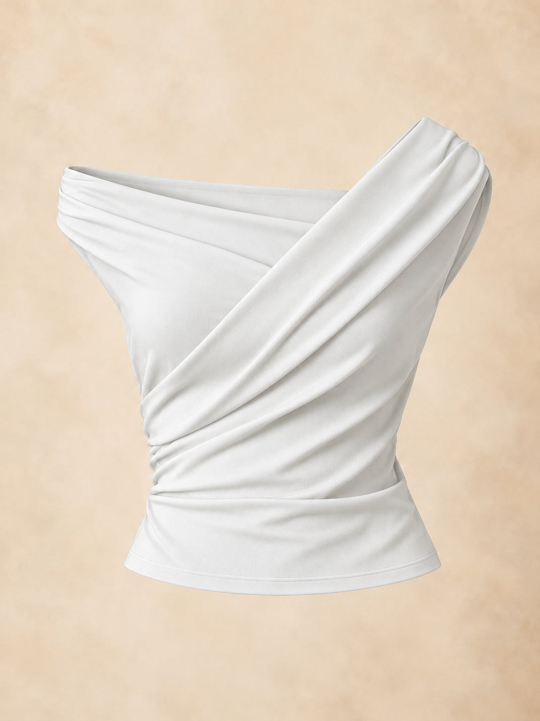 One-Shoulder Bodycon Top in White, product only