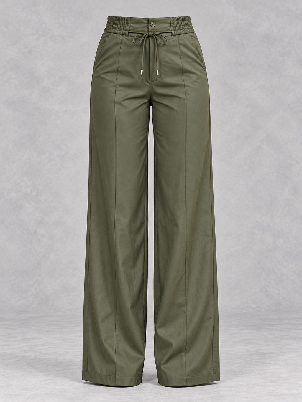 Drawstring Straight-Leg Pants in Green, product only