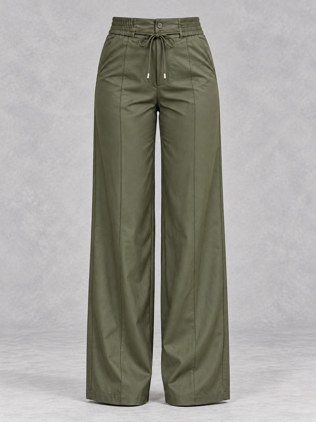 Drawstring Straight-Leg Pants in Green, product only