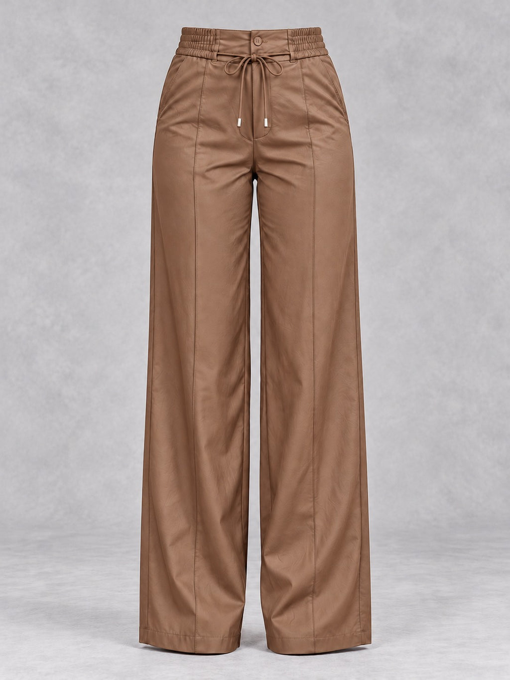 Drawstring Straight-Leg Pants in Khaki, product only