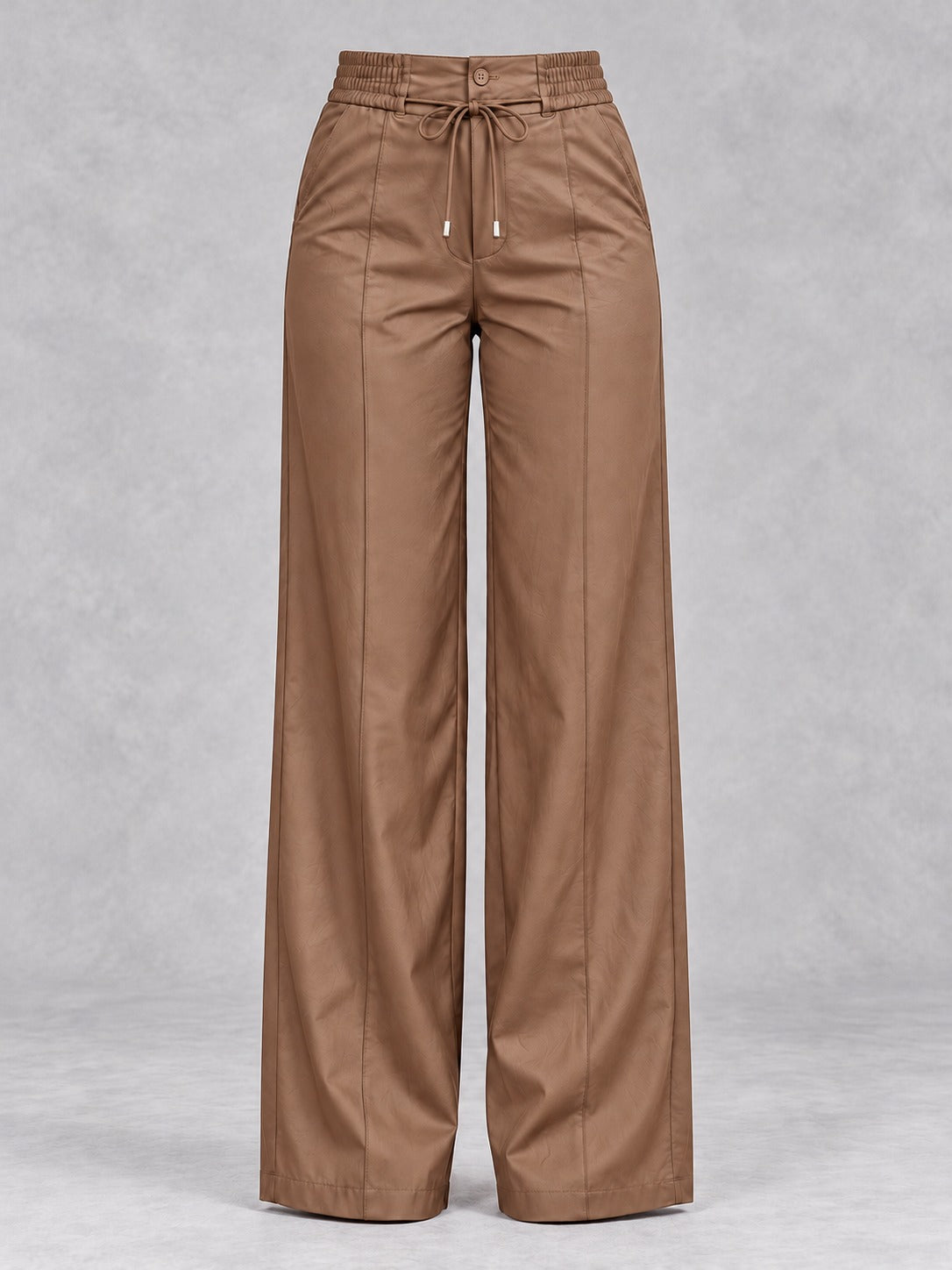 Drawstring Straight-Leg Pants in Khaki, product only