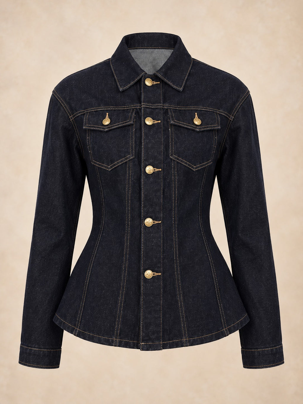 Dark Blue Denim Shirt Jacket in Dark Blue, product only