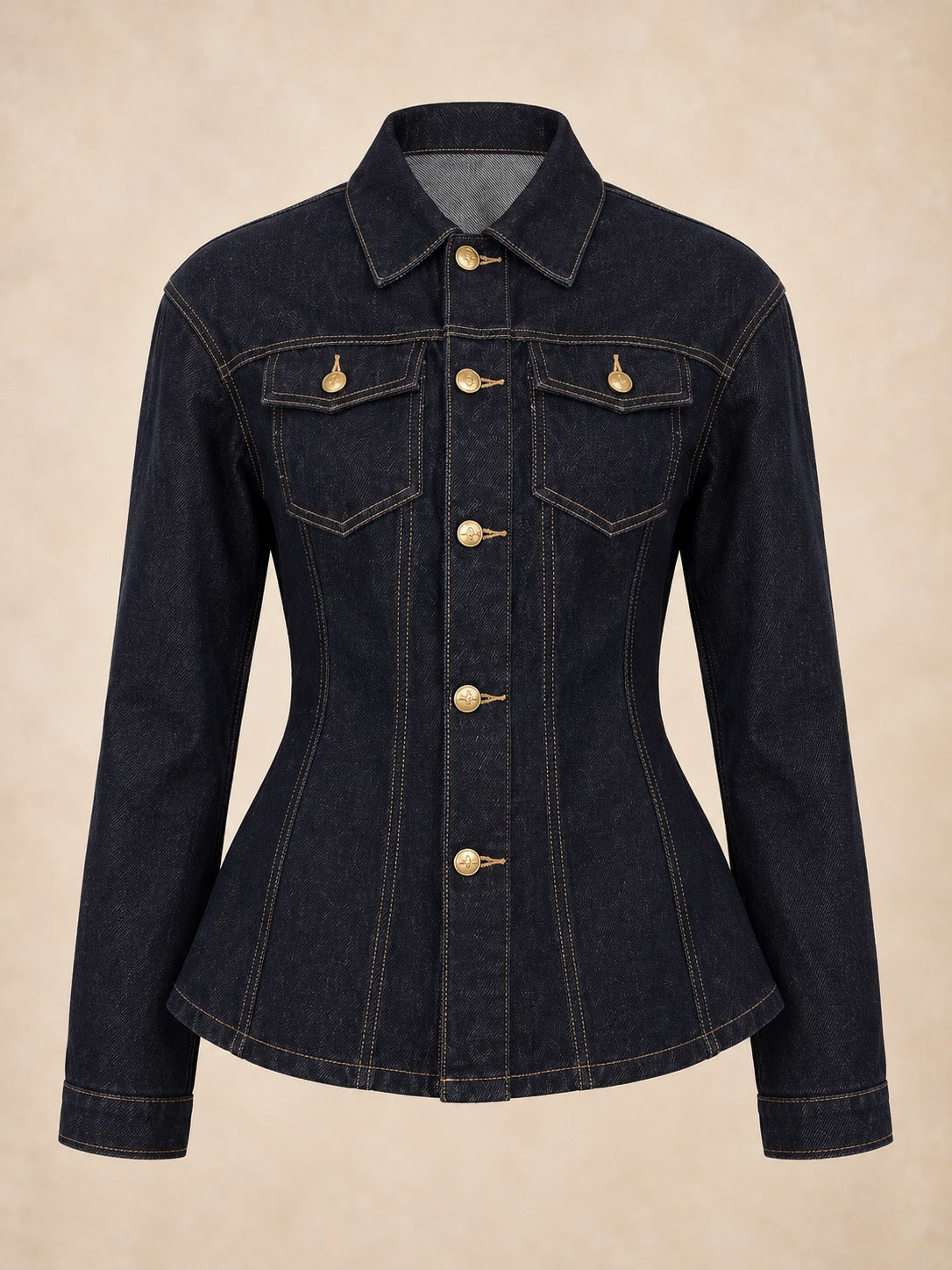 Dark Blue Denim Shirt Jacket in Dark Blue, product only
