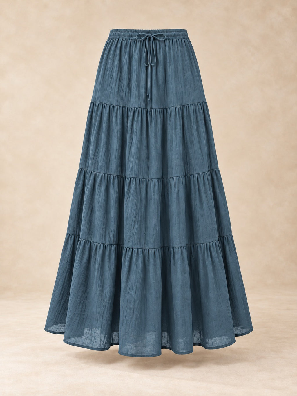 Tiered Cotton-Blend Maxi Skirt in Blue, product only