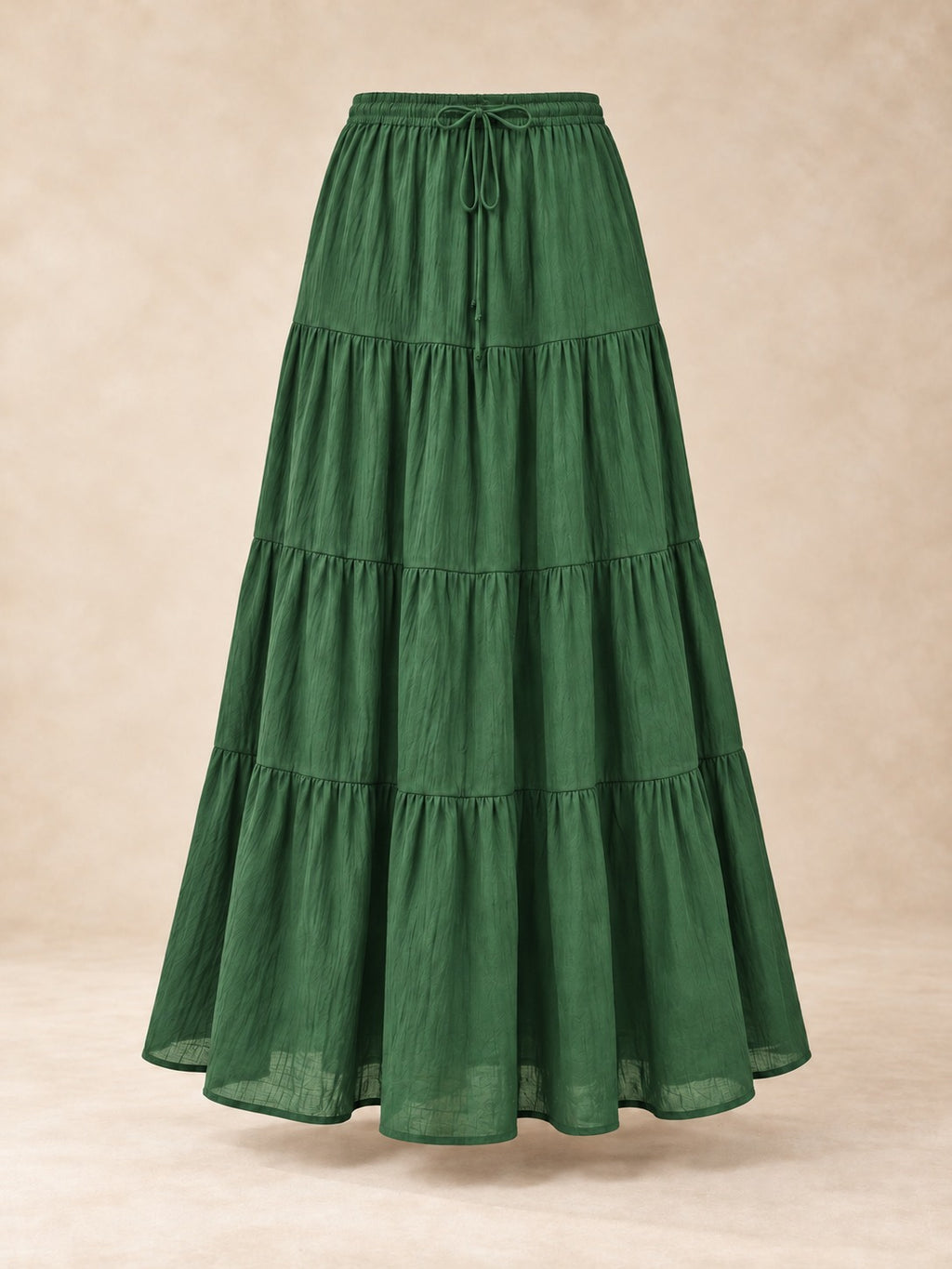 Tiered Cotton-Blend Maxi Skirt in Green, product only