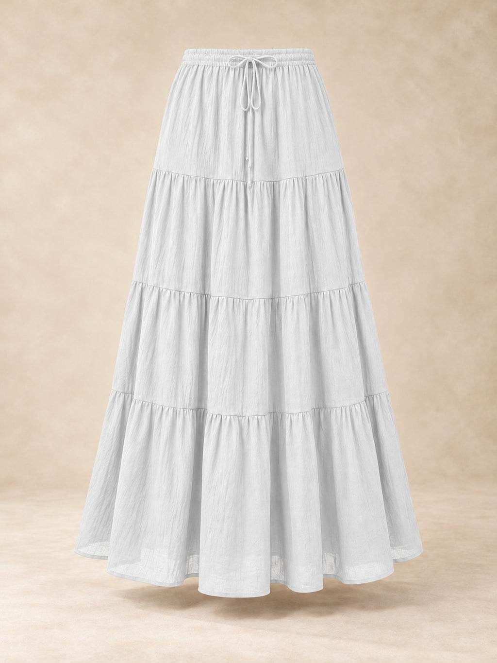 Tiered Cotton-Blend Maxi Skirt in White, product only